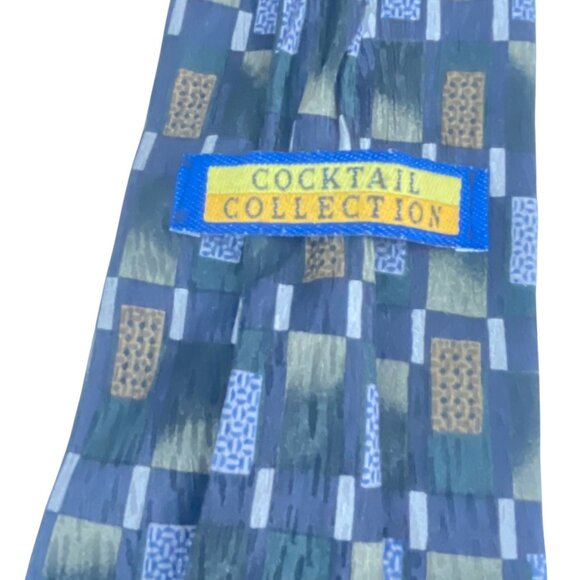 Cocktail Collection 100% Silk Mens Necktie Beer Microscope Pattern Green & Gold - Picture 6 of 7